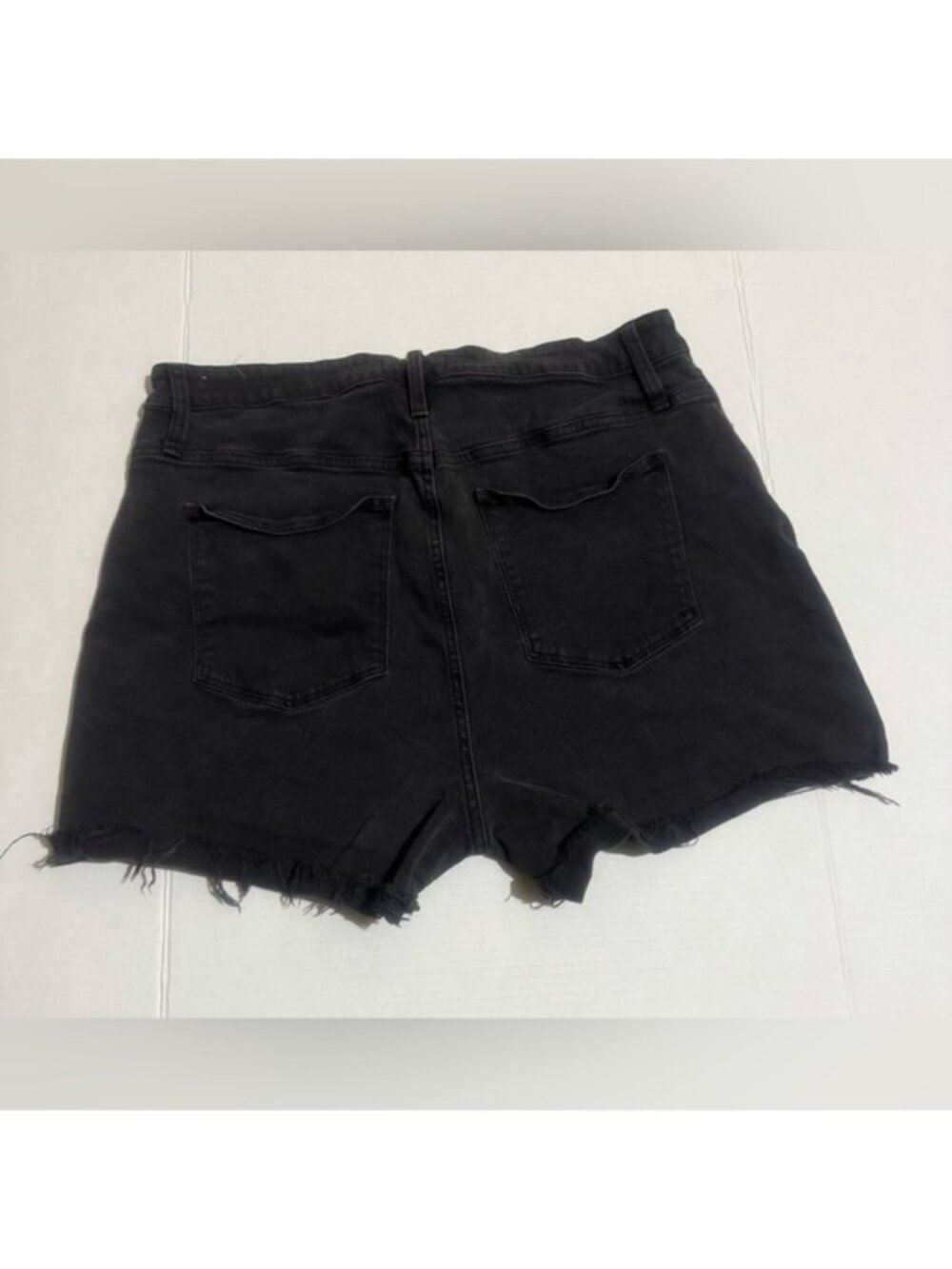 Curvy Black High-Rise Distressed Denim Shorts - Picture 2 of 5
